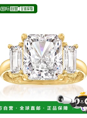 自营 14kt 黄金 Ross-Simons CZ 3 石戒指 - 白色 美国奥莱直发