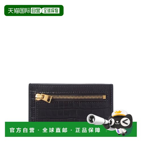 自营Tom Ford Croc-Embossed Leather Card Holder - black 美国