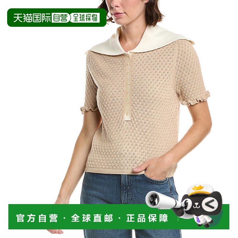 自营design history设计历史羊绒混纺翻领毛衣-棕褐色 美国奥莱直