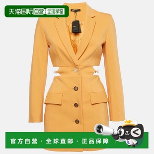 自营Maje Orange Cotton Embellished Openwork Tailored Dress -