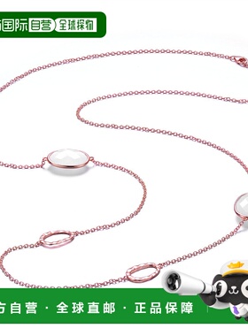 自营 GENEVIVE 纯银镀玫瑰金白色立方氧化锆站项链 - 白色 美国奥