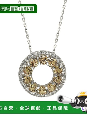 自营 Suzy Levian 纯银黄色和白色蓝宝石和钻石口音双圆圈永恒吊