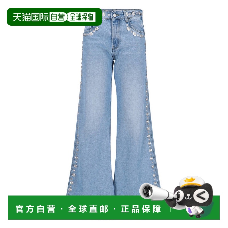 自营 coperni阔腿牛仔裤-浅蓝色镶钉-蓝色 美国奥莱直发阔腿裤