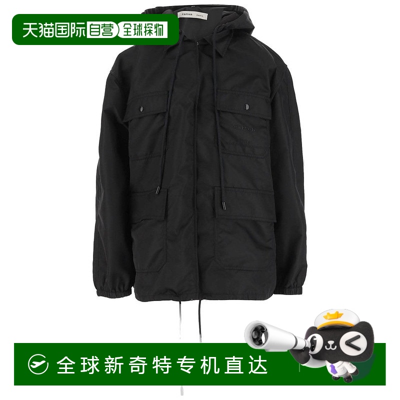 自營 carven光滑尼龍連帽夾克-黑色 【美國奧萊】直發(fā)