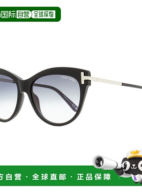 自营 Tom Ford 女式猫眼太阳镜 TF821 Kira 01B 黑色/钯金 56 毫