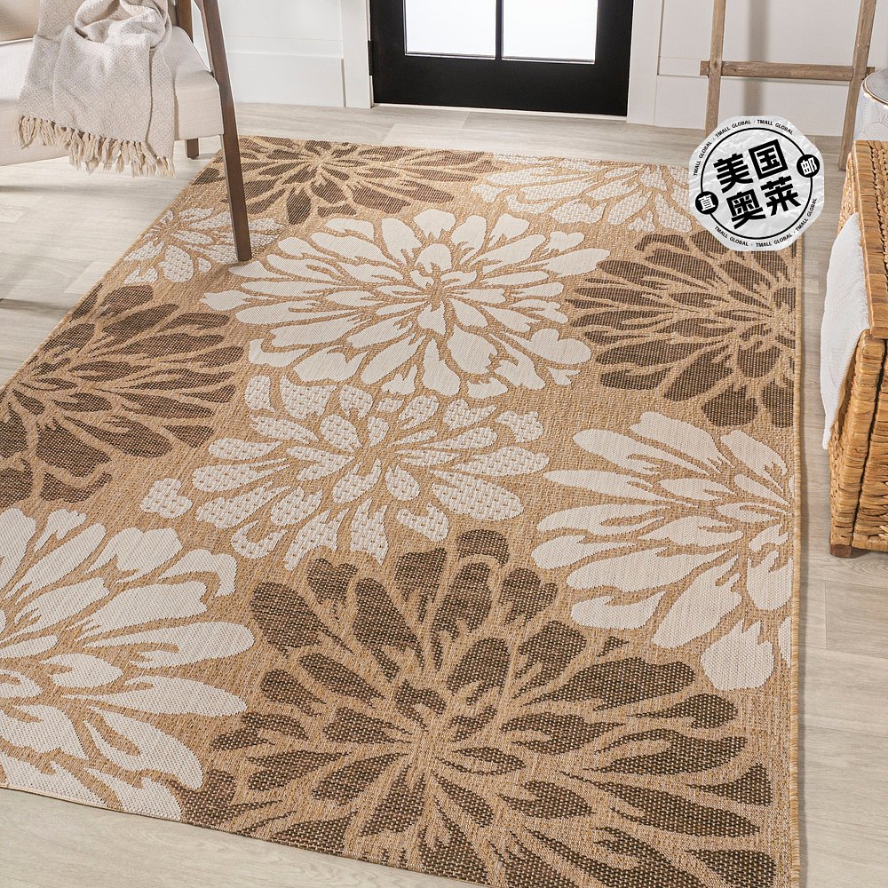 jonathan yZinnia Modern Floral Textured Weave Indoor/Outdoor