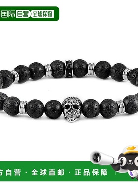 自营 Crucible Los Angeles 抛光不锈钢骷髅头和黑色 Lava Strech