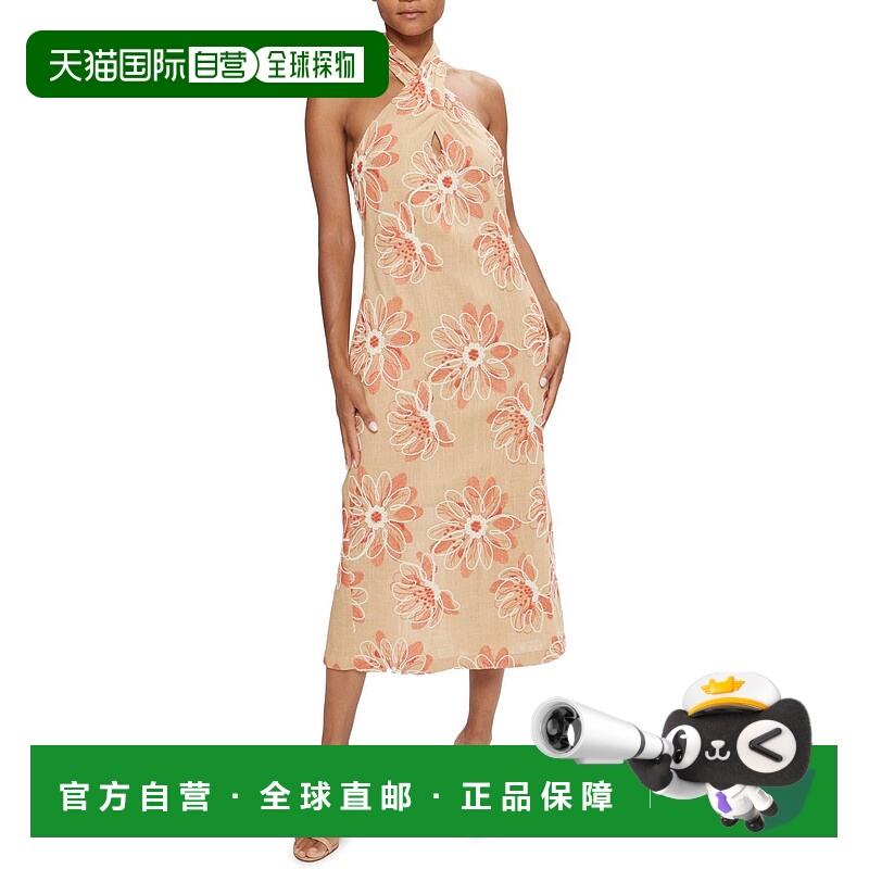 自营ramy brookAiden Embroidered Halter Midi Dress In Natural