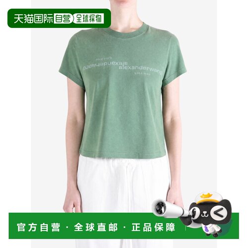 美国直邮ALEXANDER WANG-女式镜面徽标印花缩水t恤