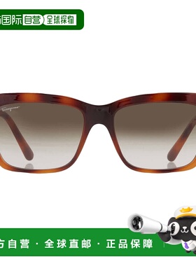 自营Salvatore Ferragamo Grey Gradient Rectangular Ladies Sun