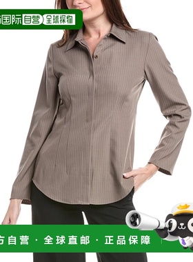 自营Kenneth Cole Pinstripe Fitted Blouse - tan 美国奥莱直发