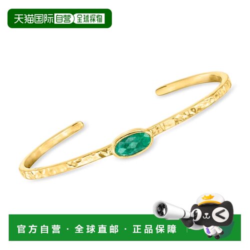 自营Ross-Simons Emerald Hammered Cuff Bracelet in 18kt Gold
