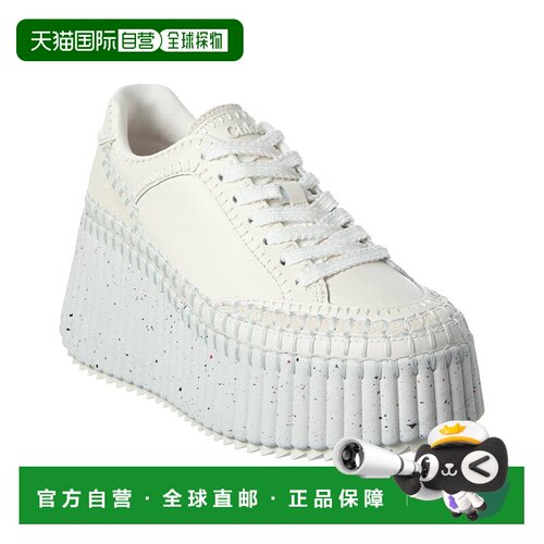 自营Chloe Nama皮革 & 绒面革坡跟运动鞋-白色 美国奥莱直发