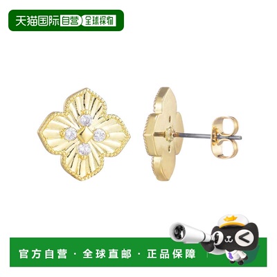 自营adornia14k Gold Plate CZ Pointed Prismatic Clover Stud E