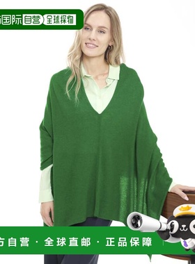 自营in2Cashmere Poncho with Textured Border - emeral jewel