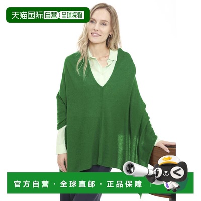 自营in2Cashmere Poncho with Textured Border - emeral jewel