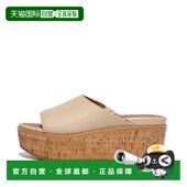 FitFlop 女式 Eloise 自营 FT5 A20滑履凉鞋 石米色皮革软木包裹楔