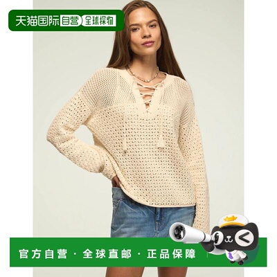自营lucky brand幸运品牌女系带套头毛衣-自然 美国奥莱直发
