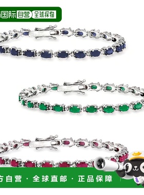 Ross-Simons 多宝石和钻石配饰珠宝套装：3 条纯银手链 7.25 英