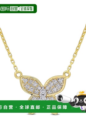 自营 mimi & max1/8 CT TW 10K 金镶链钻石蝴蝶吊坠 - 黄色 美国