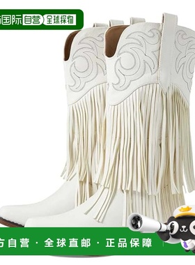 自营Women's Roper Rickrack Western Boots White Leather Fring