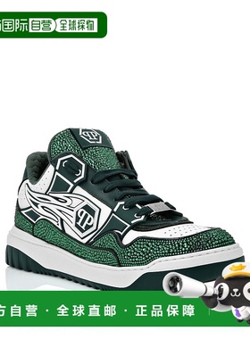 自营 philipp plein皮革低帮运动鞋Moon Walker-白色/绿色 美国奥