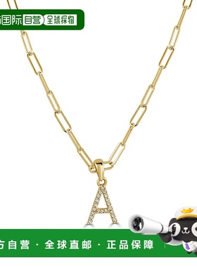 自营 sabrina14k 金和钻石回形针初始项链 - 黄色 a 美国奥莱直发