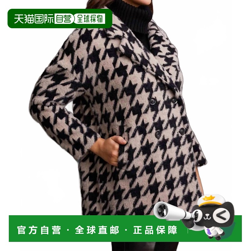 自营tribalHoundstooth Double Breast Coat In Frosty Grey - fr