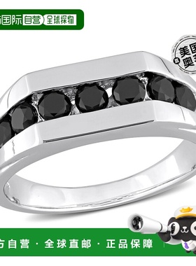 自营 Mimi & Max 1 克拉 TW 黑钻石槽镶男士戒指 925 纯银 - 黑色