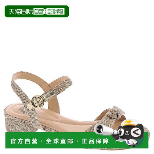 自营Easy Spirit Ginova凉鞋女士金色蝴蝶结装饰可调节表带HTAT16
