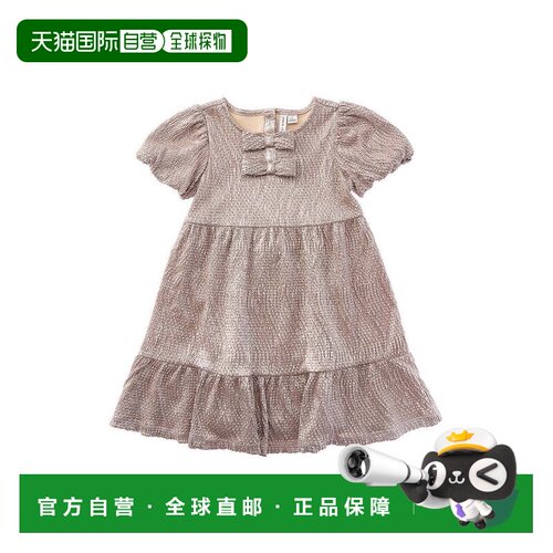 自营Janie and Jack金属质感蝴蝶结连衣裙-银色 美国奥莱直发
