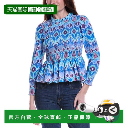自营Sail to Sable Peplum Top - blue 美国奥莱直发泡泡袖上衣