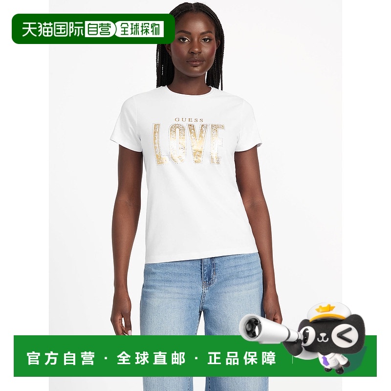 自营 guess生态圆领Lettie T恤-纯白色 美国奥莱直发