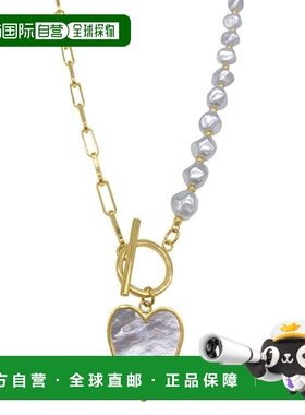 自营 Adornia 珍珠和链心形套环项链 - 白色 美国奥莱直发吊坠