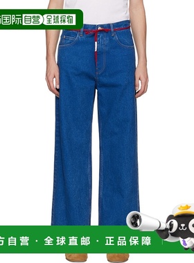 1h可退 香港直邮潮奢 Marni 玛尼 男士 蓝色 Low Rise Red Belt