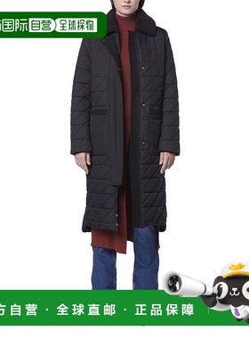 自营 Andrew Marc女式Maxine Rhombus绗缝混合媒体Anorak-黑色 美