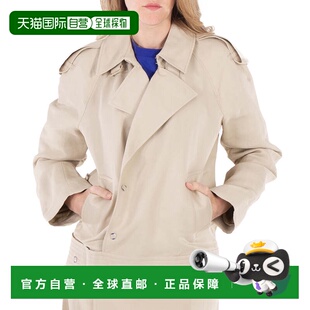 自营 Burberry双排扣帆布风衣-燕麦 美国奥莱直发博柏利