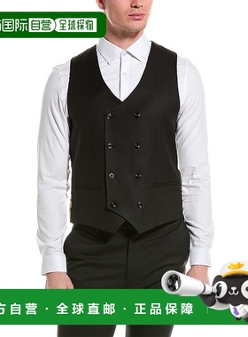 自营 paisley & gray佩斯利和灰色马里波恩修身双排扣马甲 - 黑色