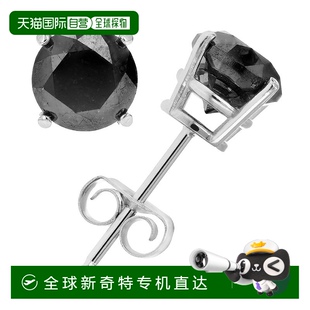 .925 純銀圓形帶銠后扣 vir 銀 美國(guó) jewels黑色鉆石耳釘 自營(yíng)