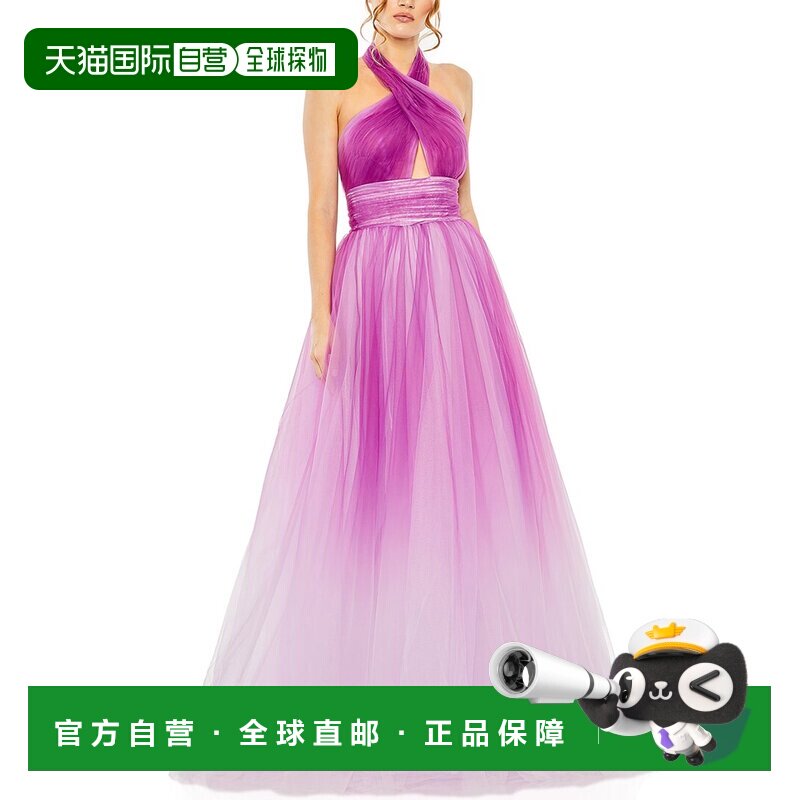 自营 Mac Duggal Halter领球服-紫色 美国奥莱直发性感连衣裙长裙