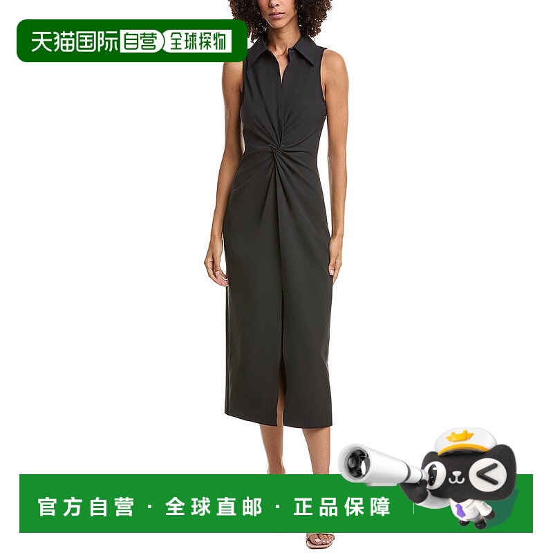 自营cinq a sept五七无袖麦肯纳Midi连衣裙-黑色 美国奥莱直发