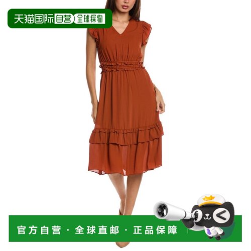 自营Nanette Nanette Lepore Ruffle Midi Dress - brown 美国奥
