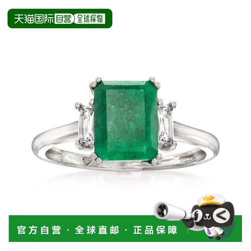 自营Ross-Simons Emerald Ring With . White Topaz in Sterling