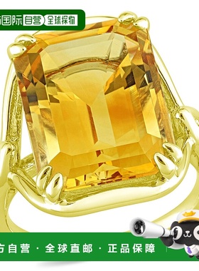 美国直邮Julianna B女士黄宝石戒指金黄色圆环精致轻奢碎钻镶嵌