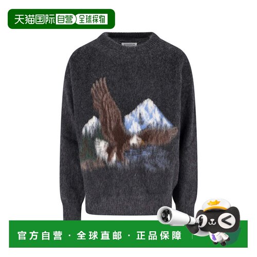 自营maison margiela鹰形图案和四针的Intarsia针织毛衣-灰色 美
