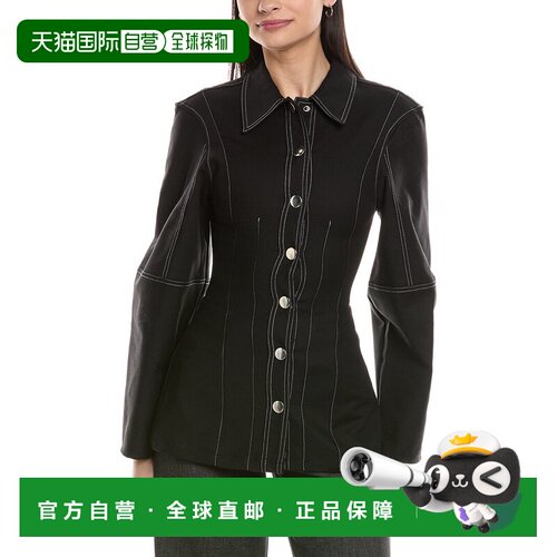 自营WeWoreWhat Structured Balloon Sleeve Shirt - black 美国