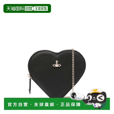 自营vivienne westwoodBlack Calf Leather Heart Zip Shoulder B