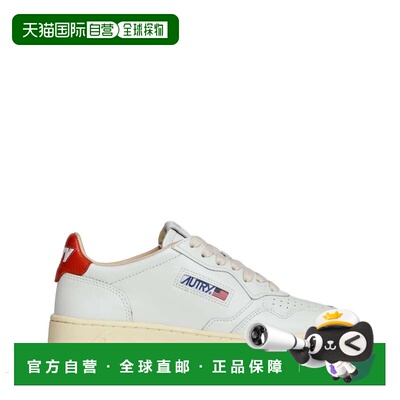 自营autry白色辣橙色皮革Medalist低运动鞋-白色 美国奥莱直发