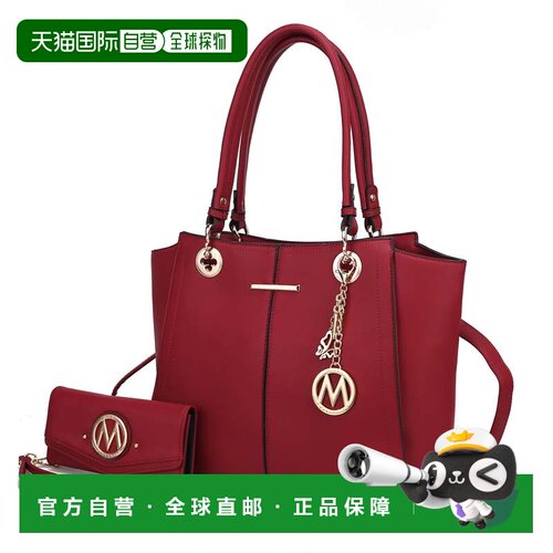 自营mia k collection常春藤素食皮革女士手提包带钱包 红色 美国