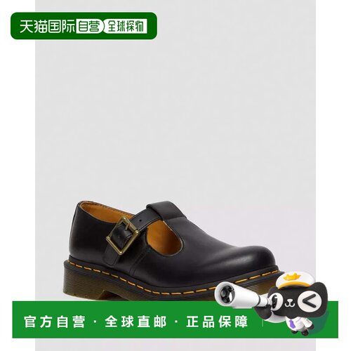 自营Dr. Martens Polley 14852001平底鞋女士黑色皮革Mary Jane鞋